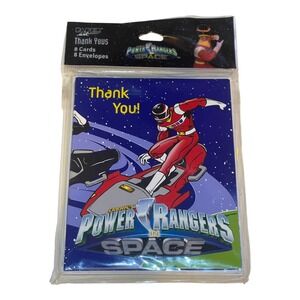 1998 Saban's POWER RANGERS In SPACE Thank You Cards (8ct) Birthday Party Vintage